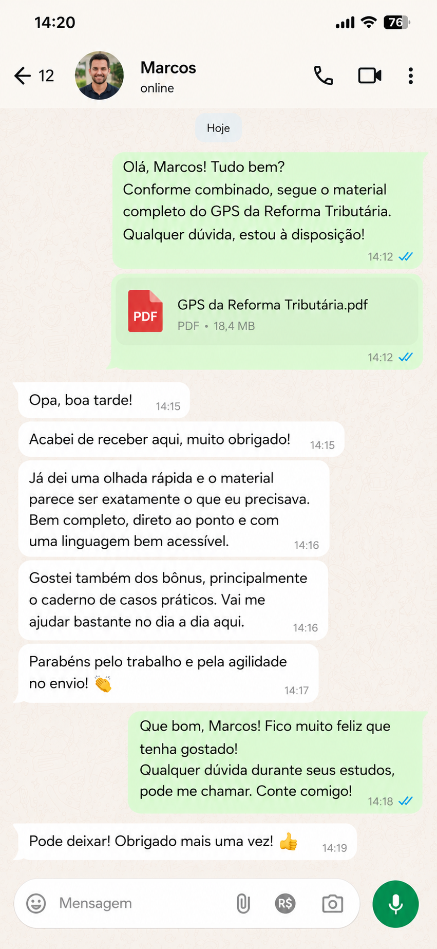 Depoimento de Cliente 1